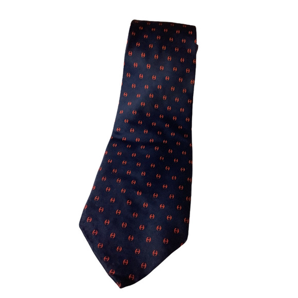 SINASABANG Dark Blue With Red 100% Silk Mens Neck Tie - Picture 1 of 5